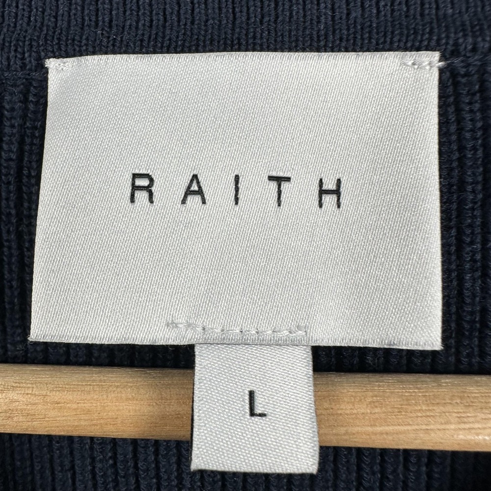 RAITH Cardigan Sweater Mens Large Blue 100% Cotton Button Front Knit Pockets - Picture 3 of 16